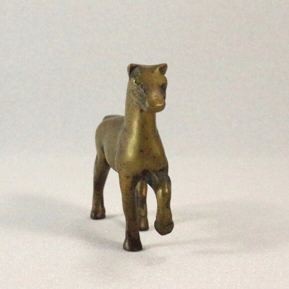 Vintage Primitive Brass Horse Figurine, Walking Pose - Picture 3 of 6